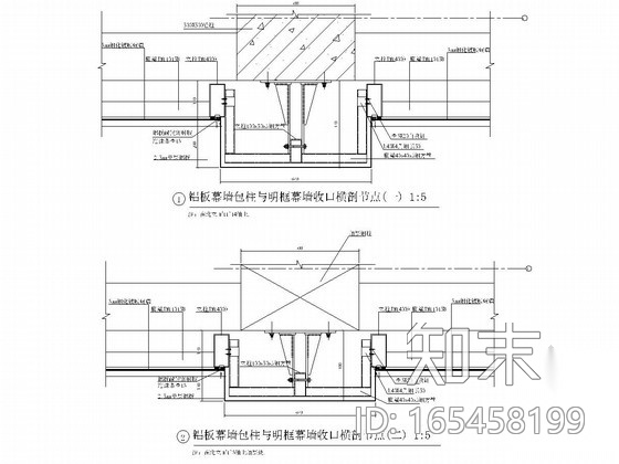 干挂铝板幕墙设计图cad施工图下载【ID:165458199】