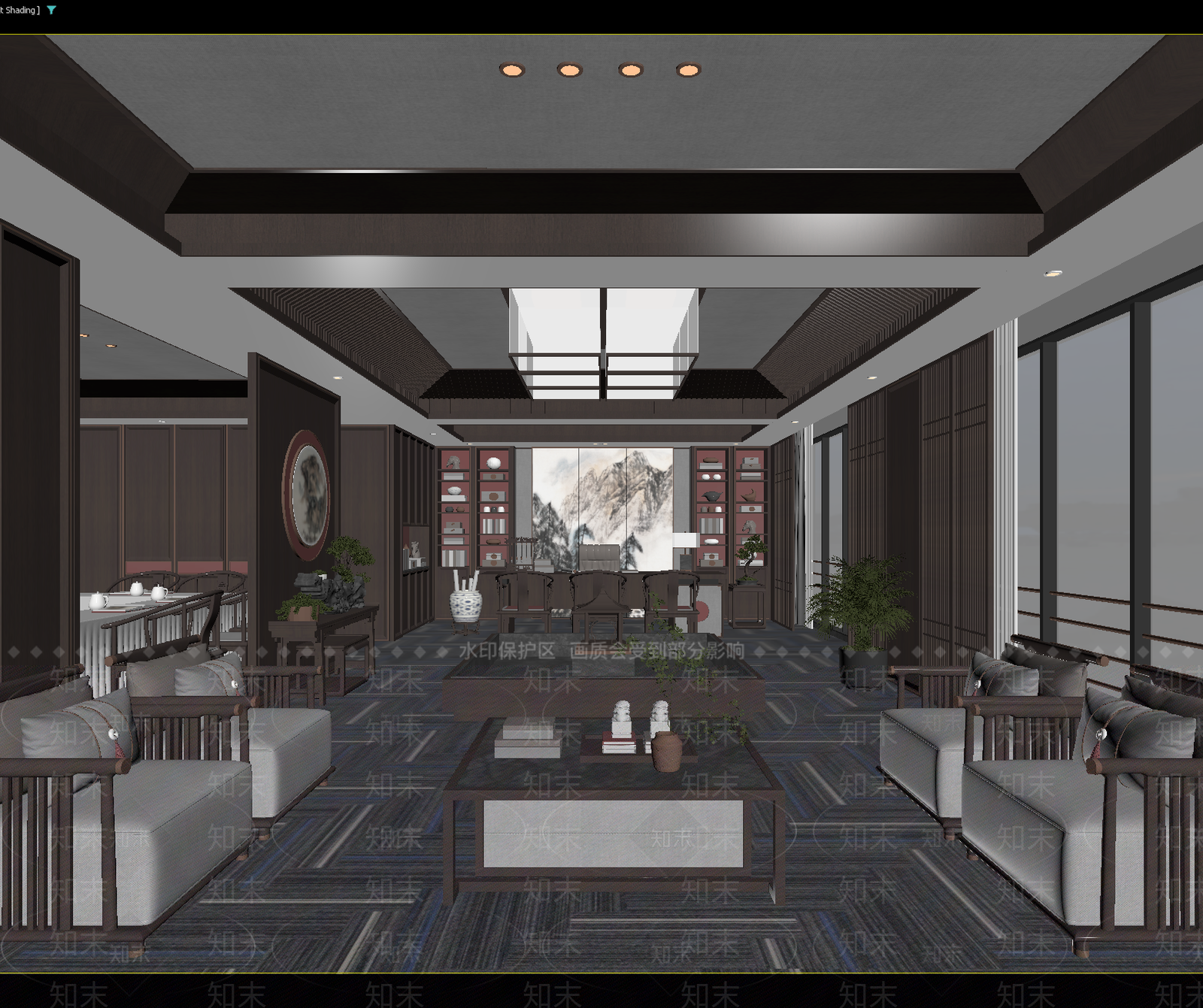 新中式酒店大堂3D模型下载【ID:1214850527】