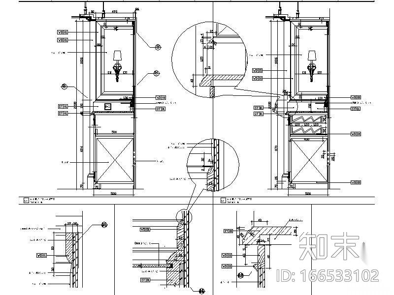 酒店客房迷你吧详图施工图下载【ID:166533102】