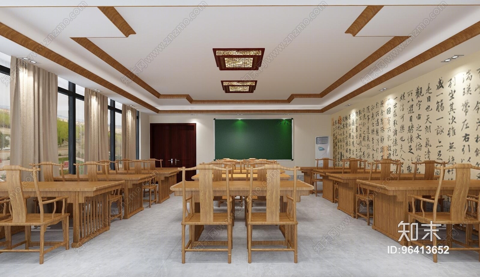 新中式教室教堂3D模型下载【ID:96413652】