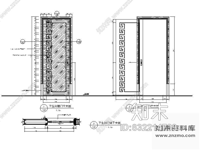 图块/节点卫生间装饰门详图cad施工图下载【ID:832214739】