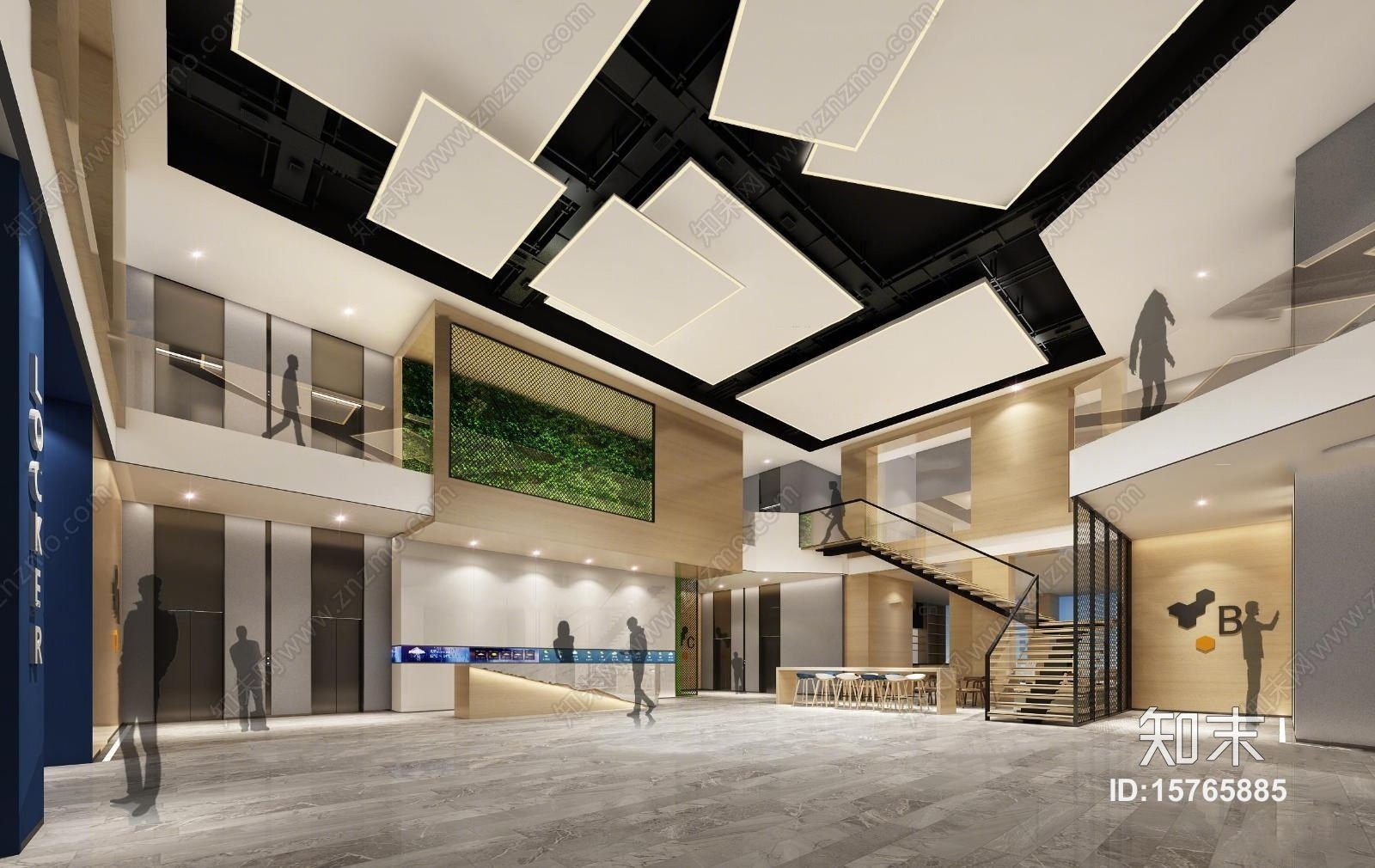 现代办公商务大堂3D模型下载【ID:15765885】