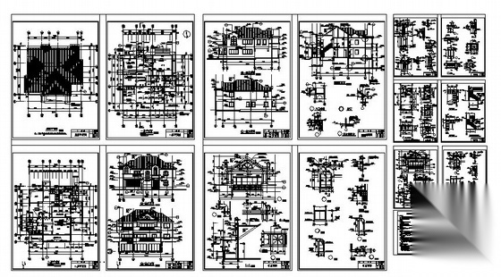 某美式二层别墅建筑施工图cad施工图下载【ID:151392107】