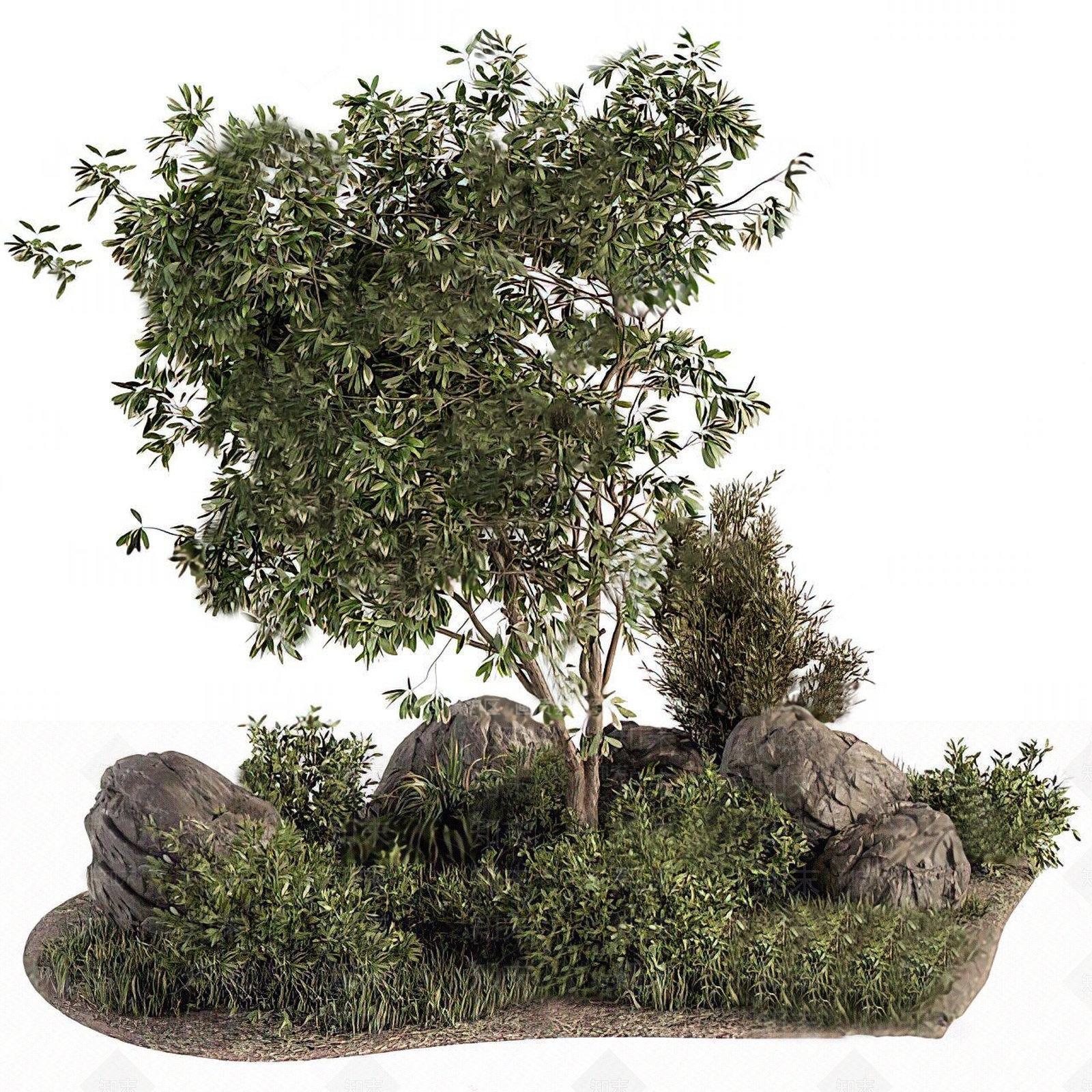 现代灌木丛3D模型下载【ID:1103457182】