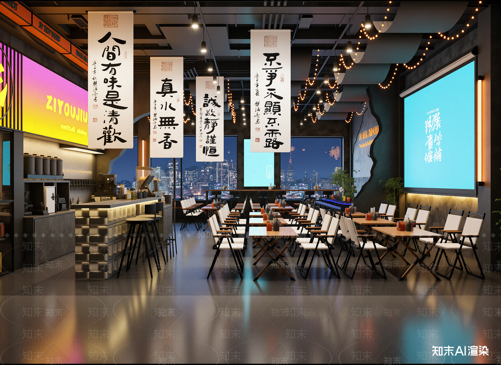 工业咖啡厅3D模型下载【ID:1215011604】