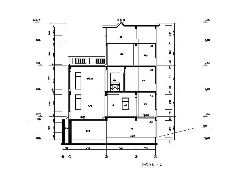 [四川]三层坡屋顶带阁楼联排式别墅建筑施工图cad施工图下载【ID:149875134】