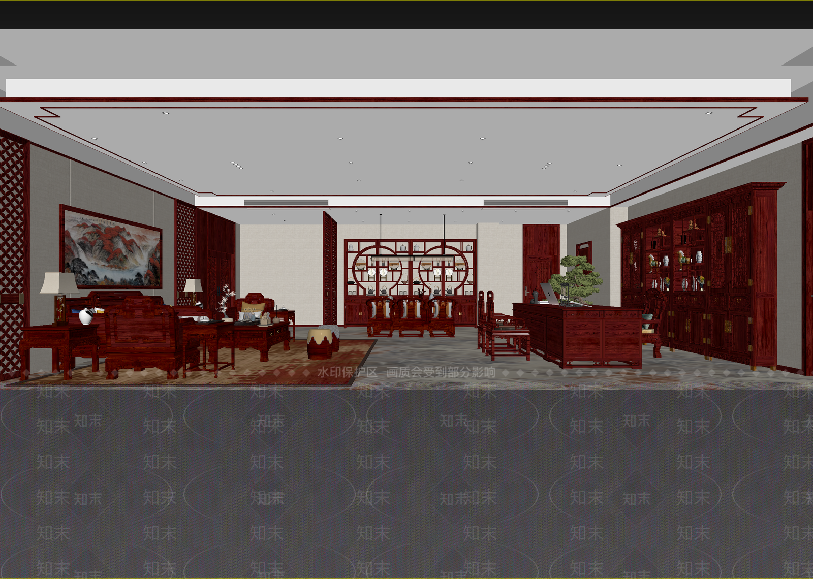 中式接待室3D模型下载【ID:1215066710】