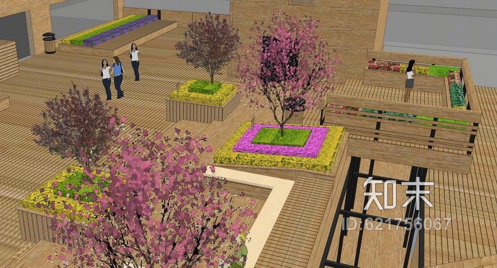 屋顶花园景观SU模型下载【ID:621756067】