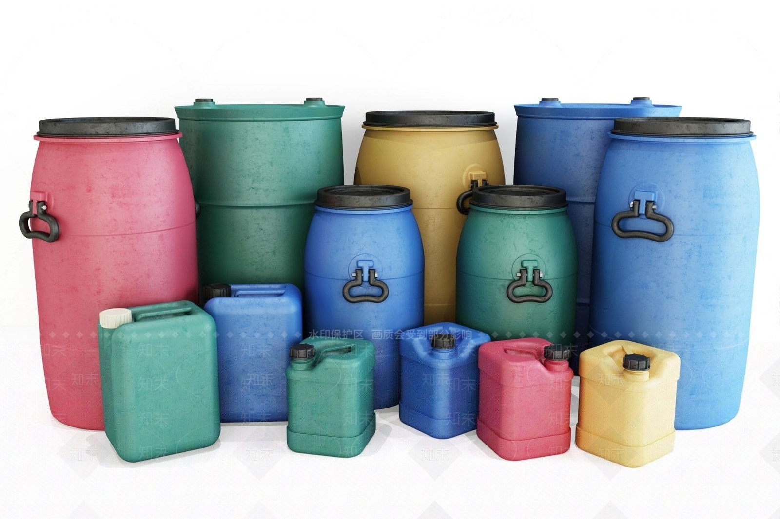 现代塑料桶3D模型下载【ID:192897008】