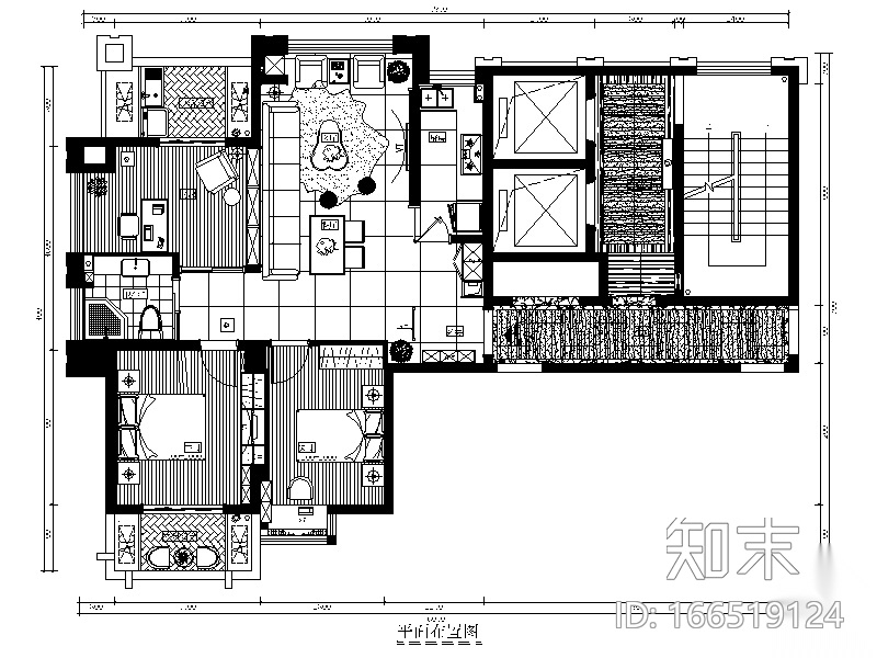 [福建]福州样板房设计CAD施工图（含效果图）施工图下载【ID:166519124】