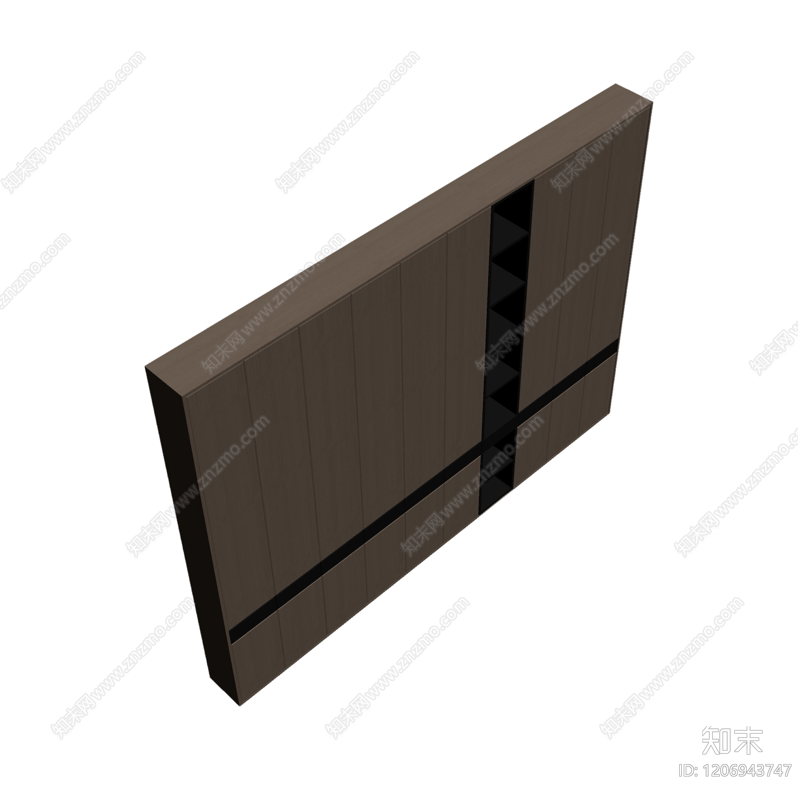 深色电视墙组件3D模型下载【ID:1206943747】