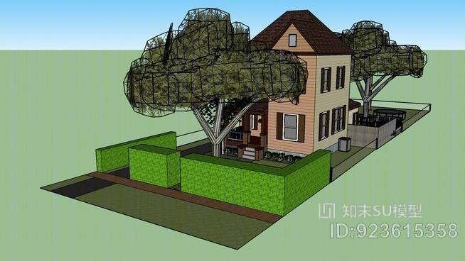 房屋与园林绿化SU模型下载【ID:923615358】