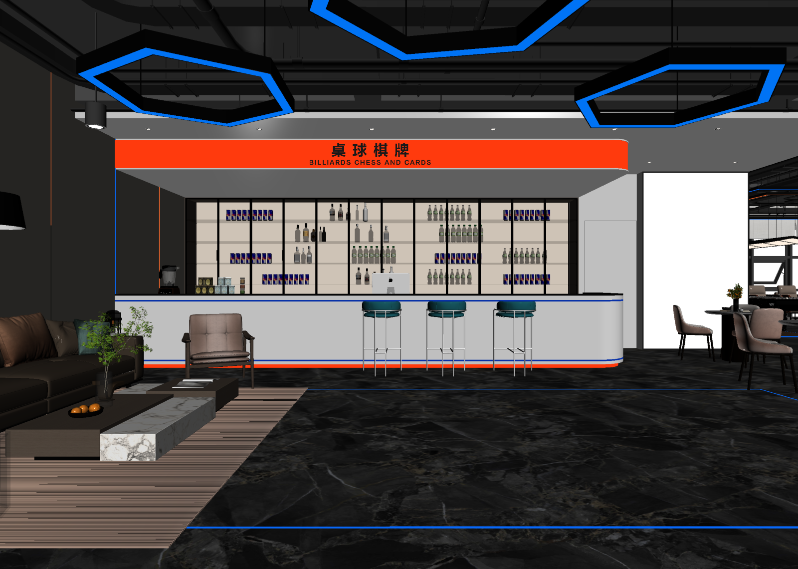 现代棋牌室3D模型下载【ID:1214990943】