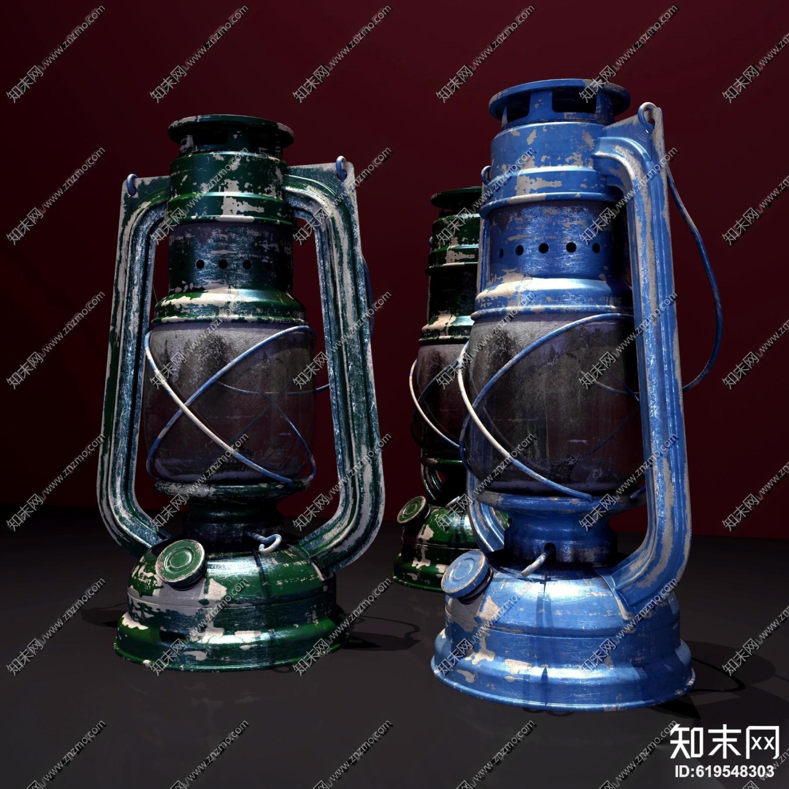 工业风煤油灯3D模型下载【ID:619548303】