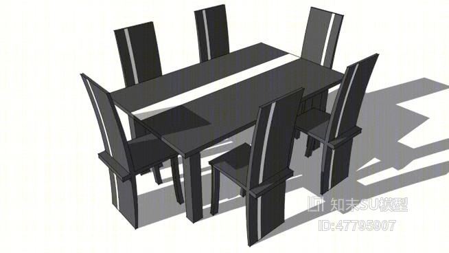 餐桌椅组合SU模型下载【ID:47795907】