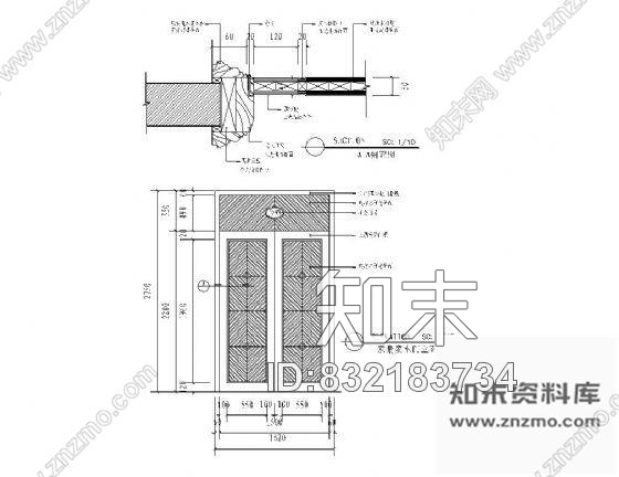 双扇实木门详图cad施工图下载【ID:832183734】