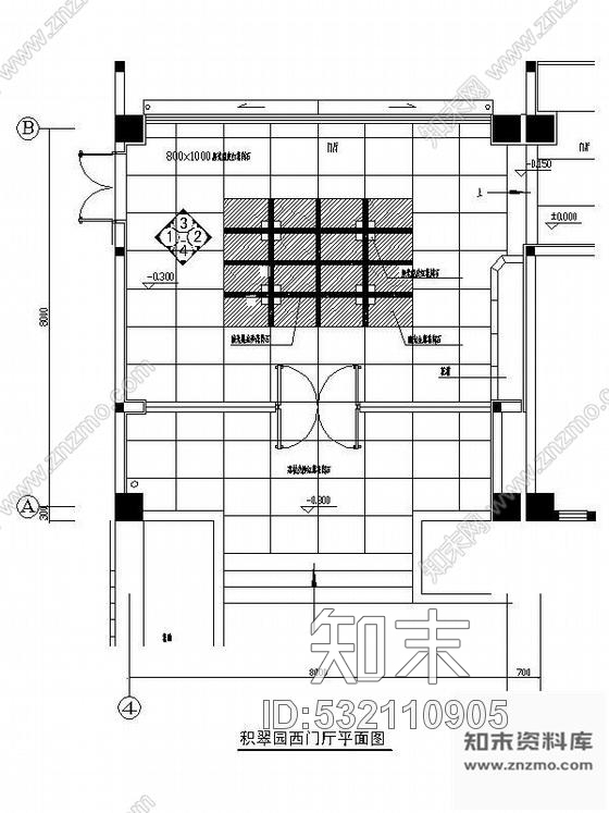 福建博物馆-积翠园西门厅装修图cad施工图下载【ID:532110905】