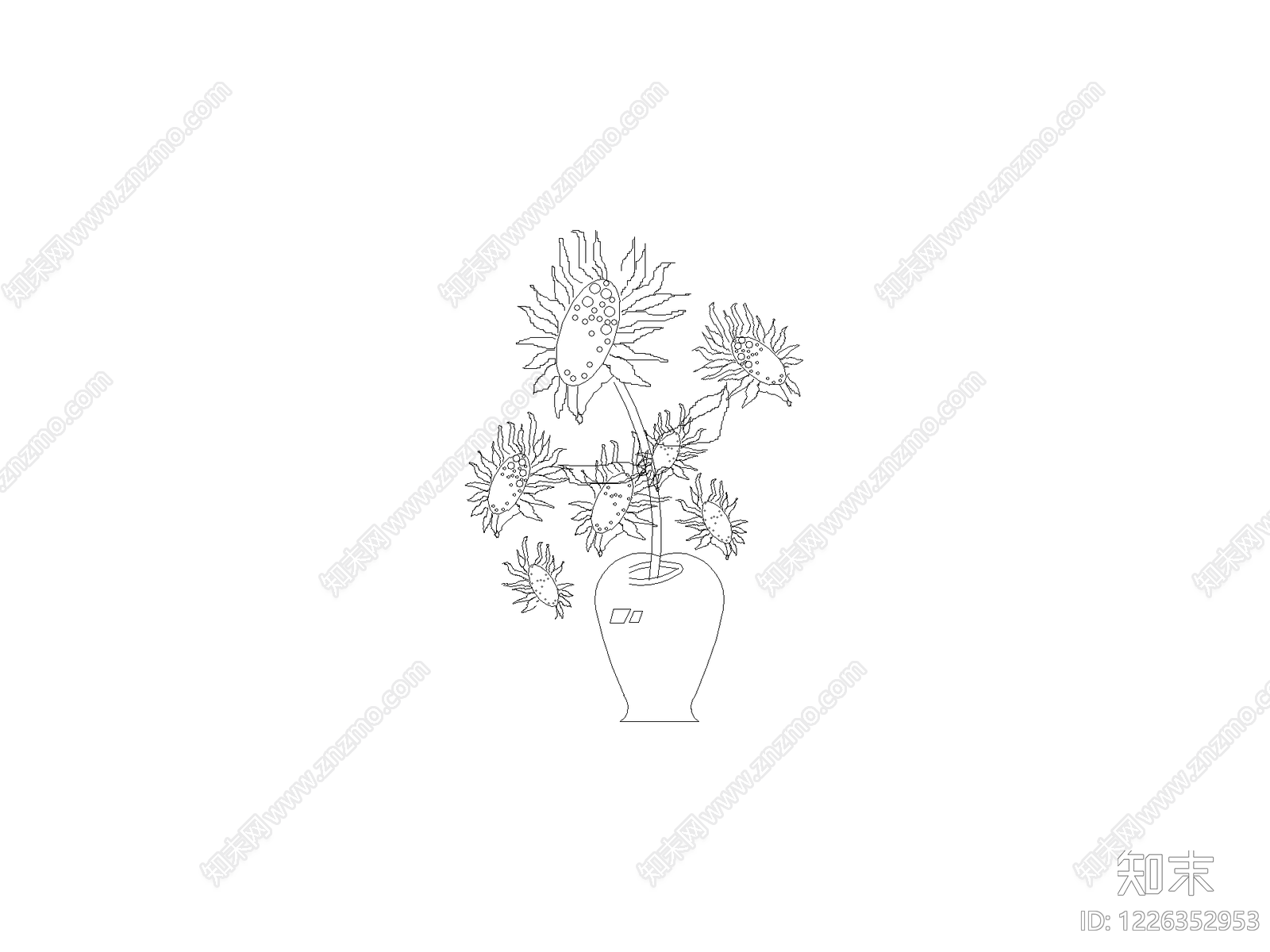 现代花CAD图纸