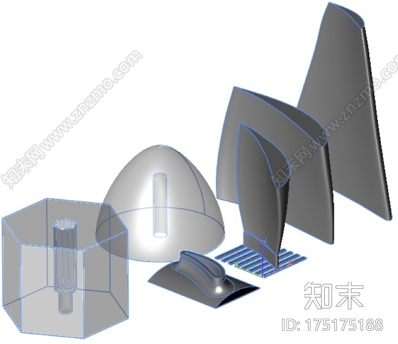 6叶片的螺旋桨3d打印模型下载【ID:175175188】