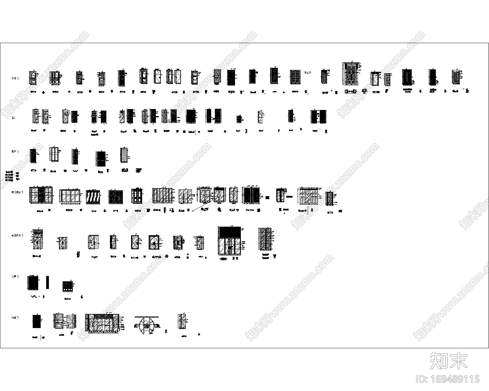材料接口及各种门节点大样cad施工图下载【ID:169489115】