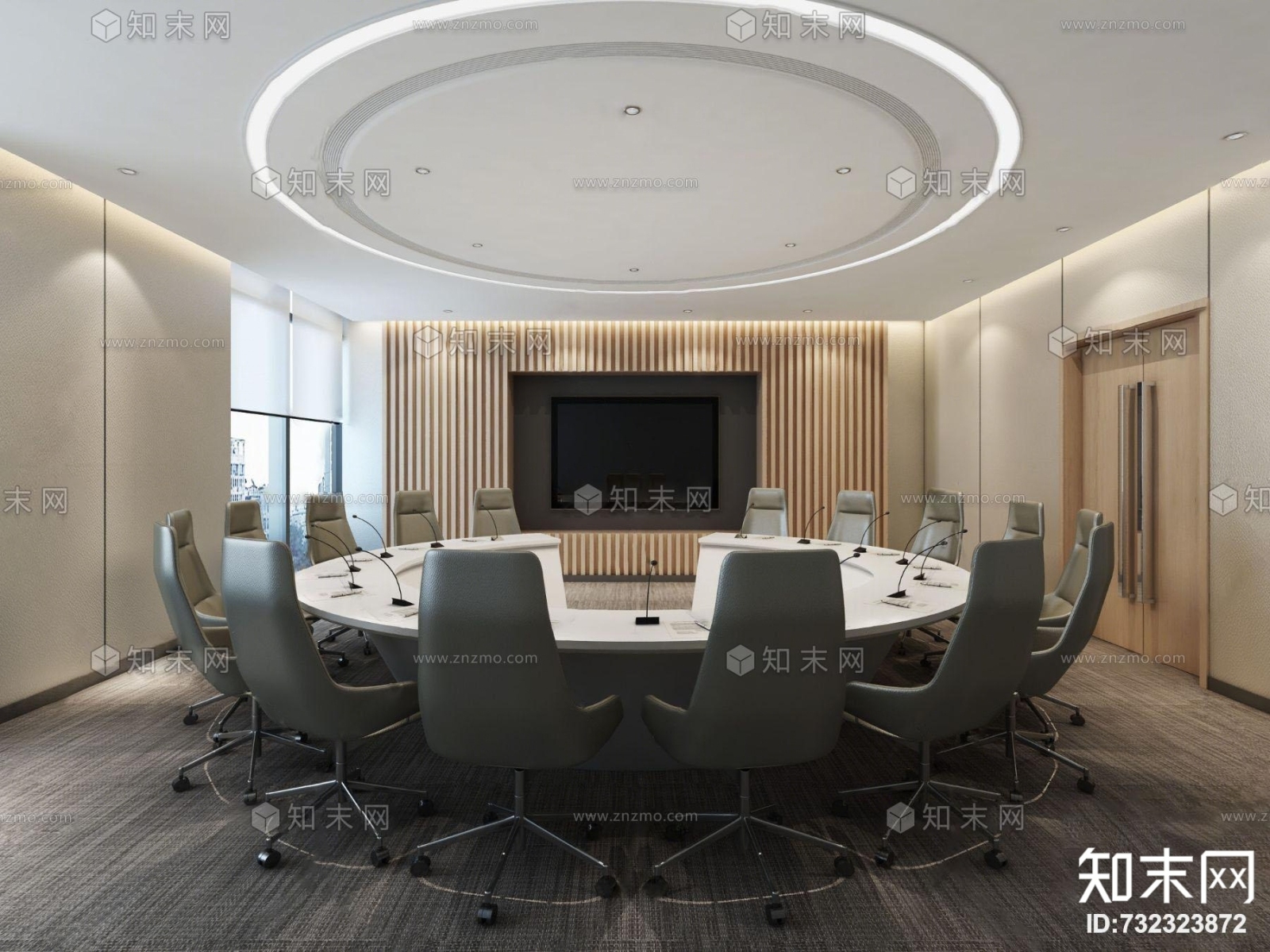 现代圆形会议室3D模型下载【ID:732323872】