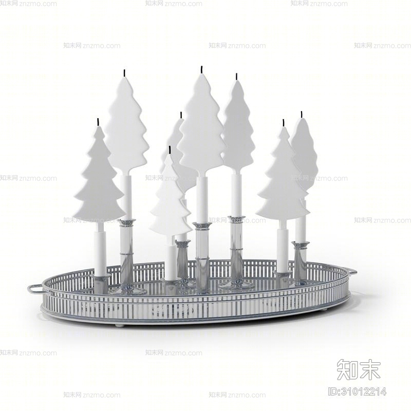 白色烛台3D模型下载【ID:31012214】