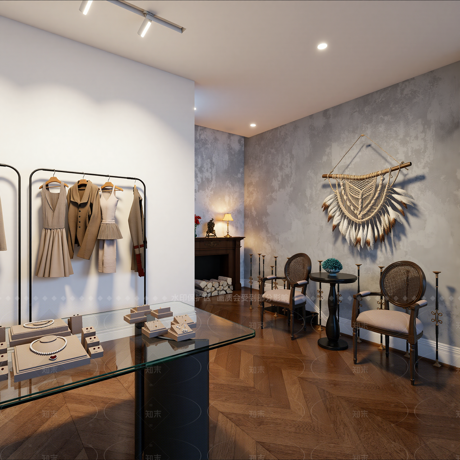 复古服装展厅3D模型下载【ID:1214974038】