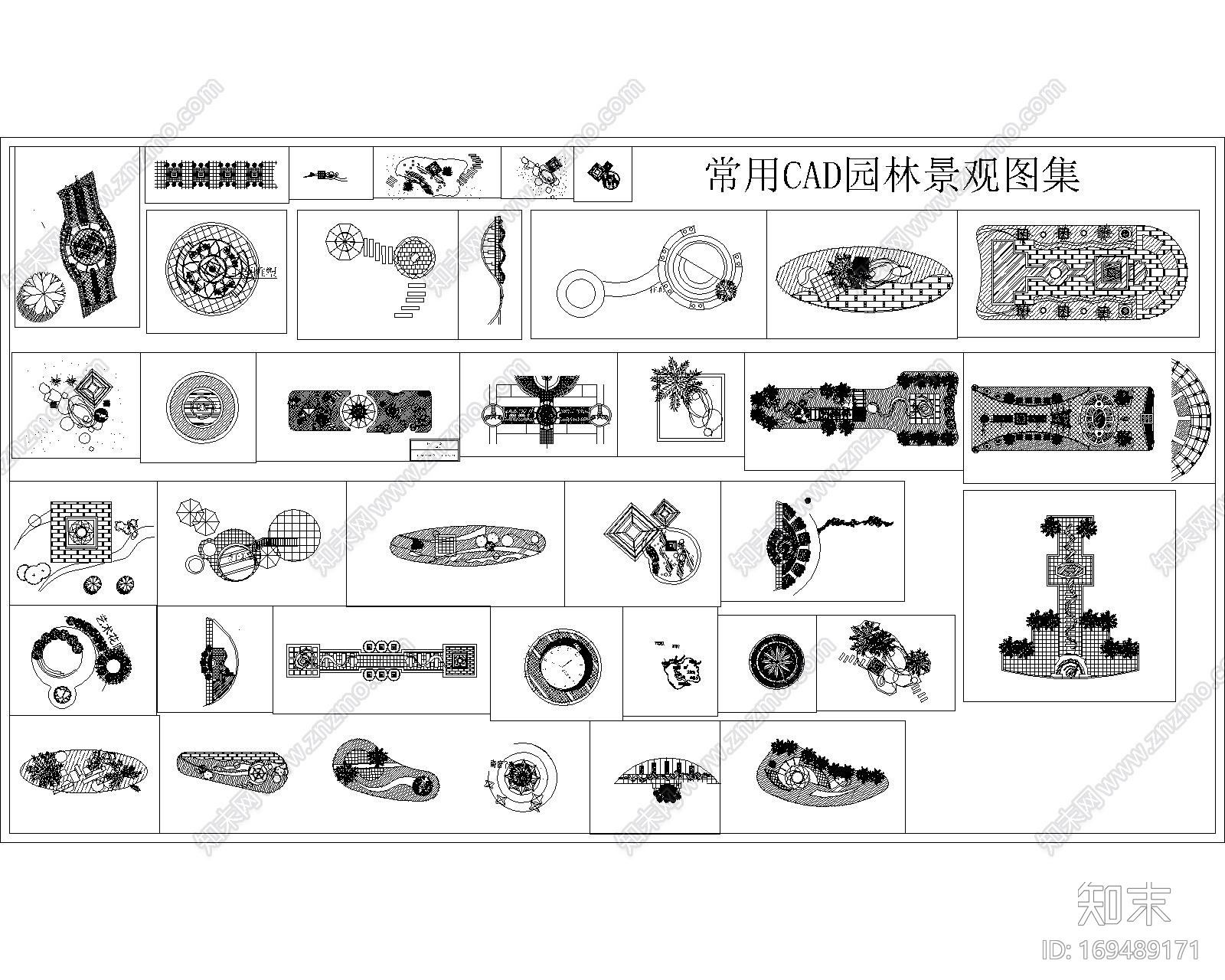 常用CAD园林景观图库cad施工图下载【ID:169489171】