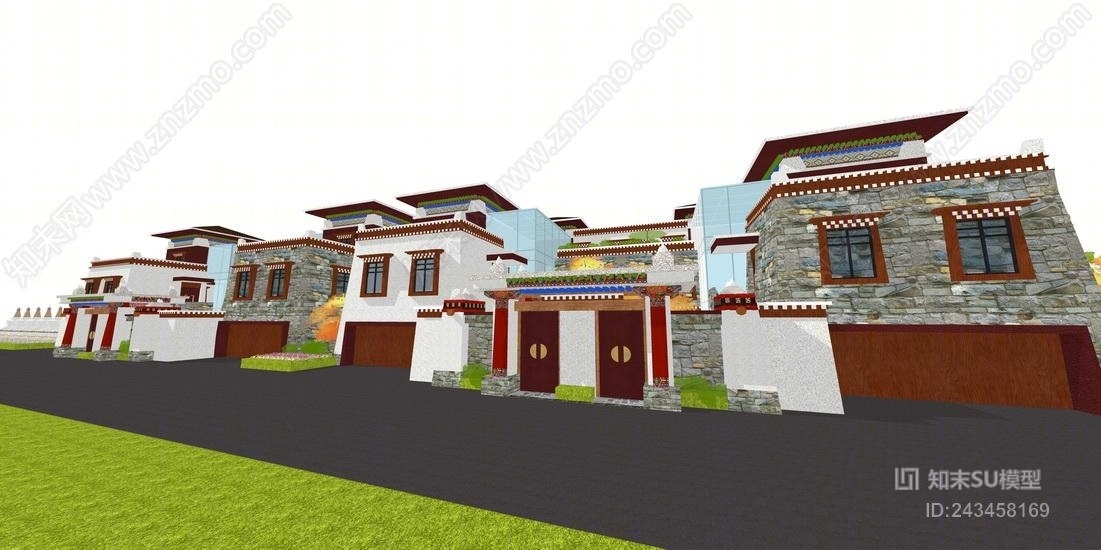 藏式民居SU模型下载【ID:243458169】