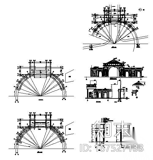 某小区大门设计方案图cad施工图下载【ID:167527133】