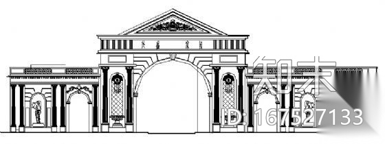 某小区大门设计方案图cad施工图下载【ID:167527133】