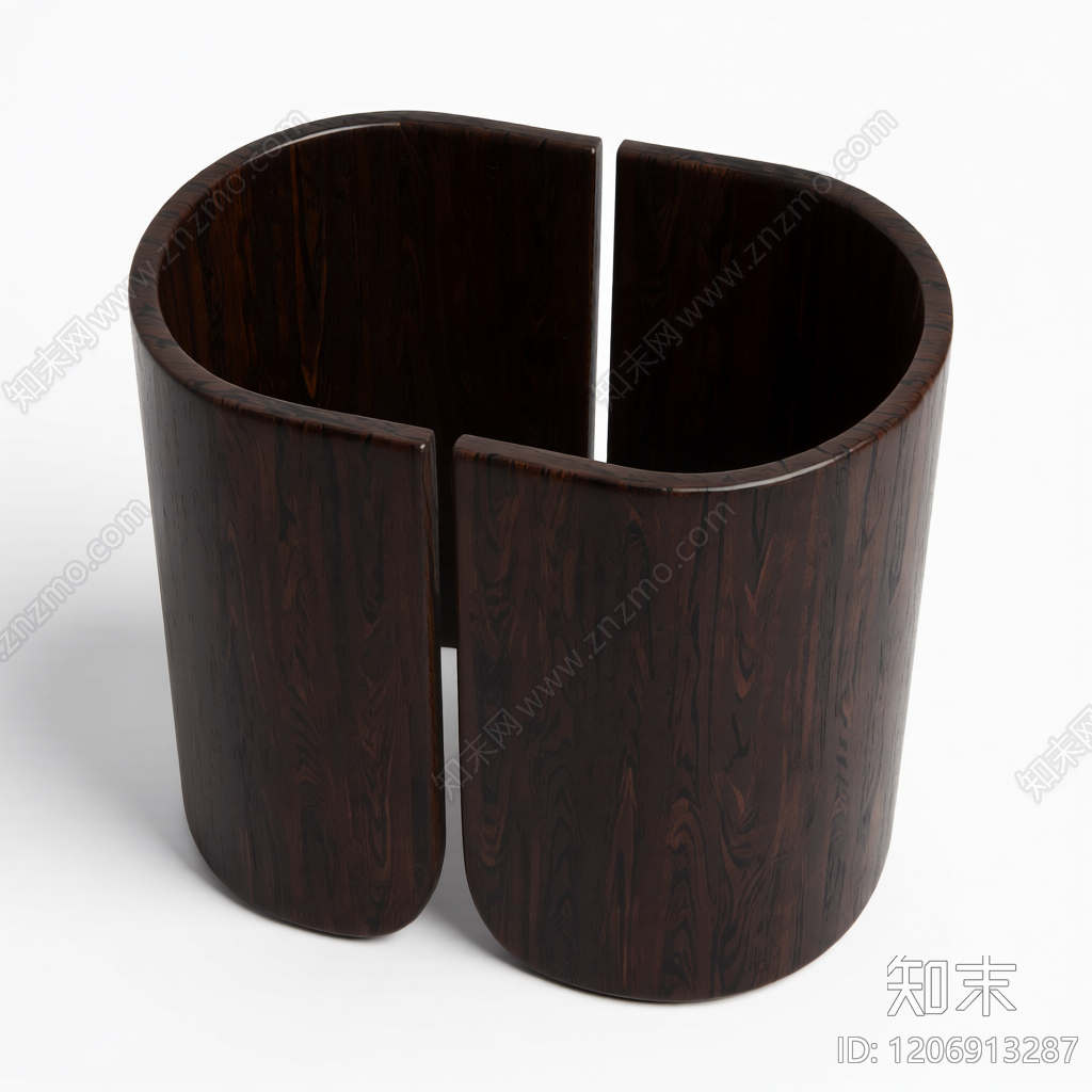 深色木纹弧形隔断3D模型下载【ID:1206913287】