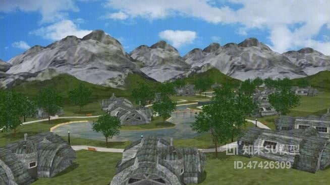 现代景观台SU模型下载【ID:617969952】