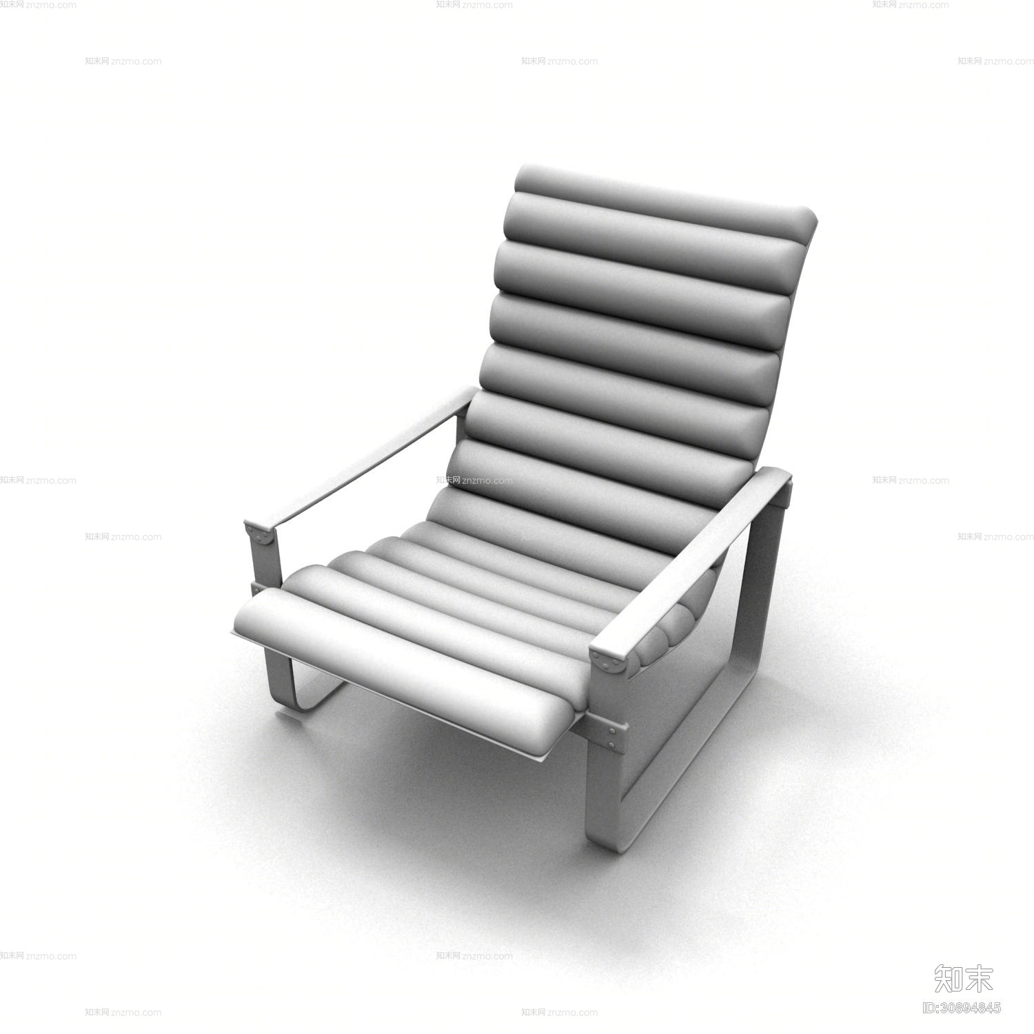 现代白模皮质扶手椅3D模型下载【ID:30894845】
