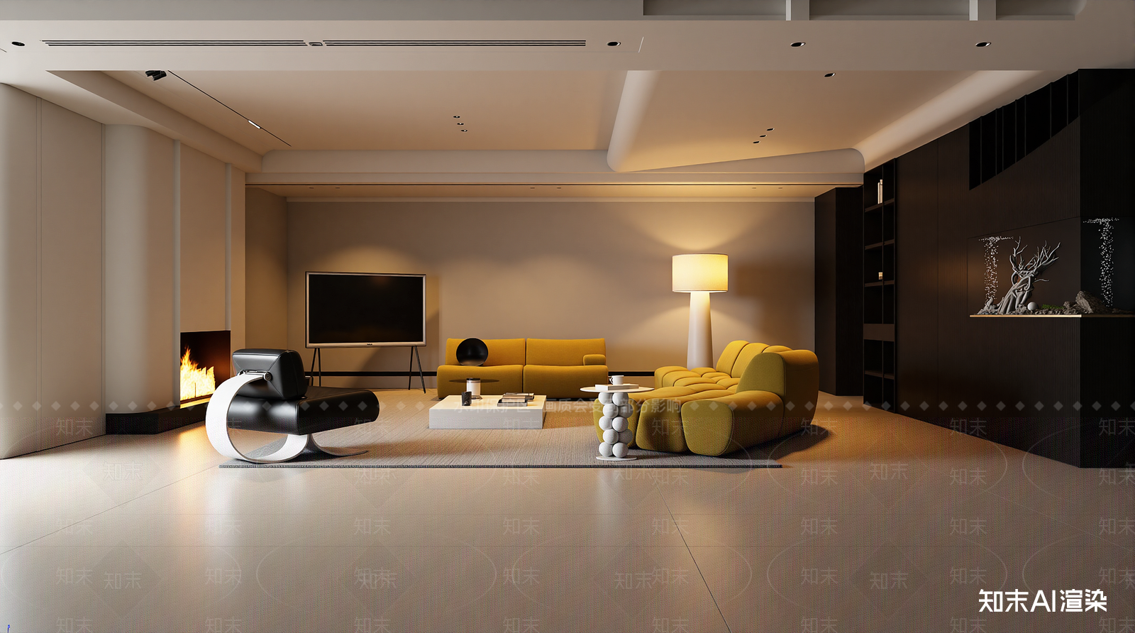 现代家居客厅3D模型下载【ID:1221977616】