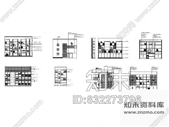 图块/节点8个书柜立面设计图施工图下载【ID:832273796】