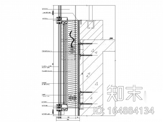 五层商业办公楼玻璃幕墙施工图（含车道雨棚cad施工图下载【ID:164884134】