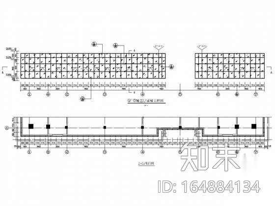 五层商业办公楼玻璃幕墙施工图（含车道雨棚cad施工图下载【ID:164884134】