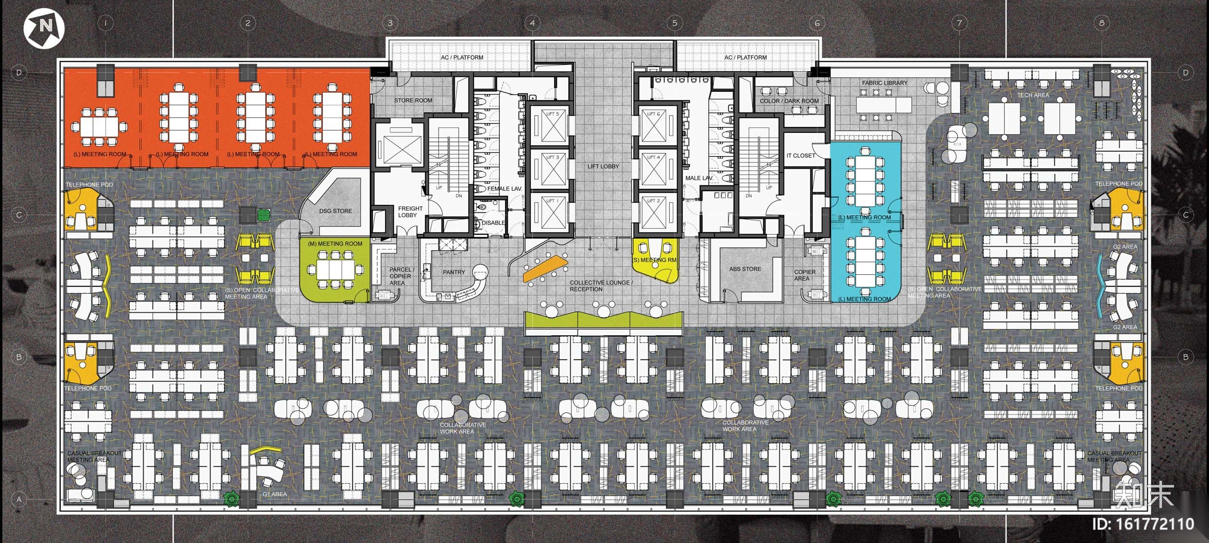 [上海]B&CO设计-利丰广场办公室CAD施工图+效果图+材料...cad施工图下载【ID:161772110】