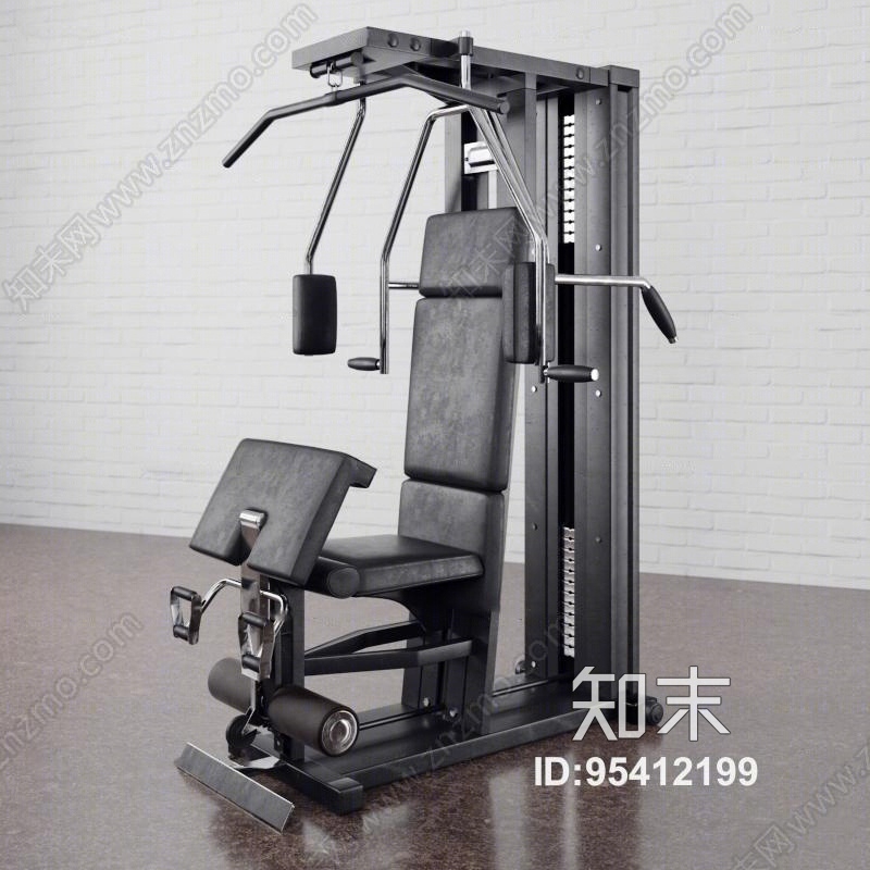 现代坐姿推胸训练器健身器材3D模型下载【ID:95412199】