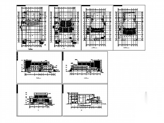 某学校三层多功能报告厅建筑方案图cad施工图下载【ID:166805178】