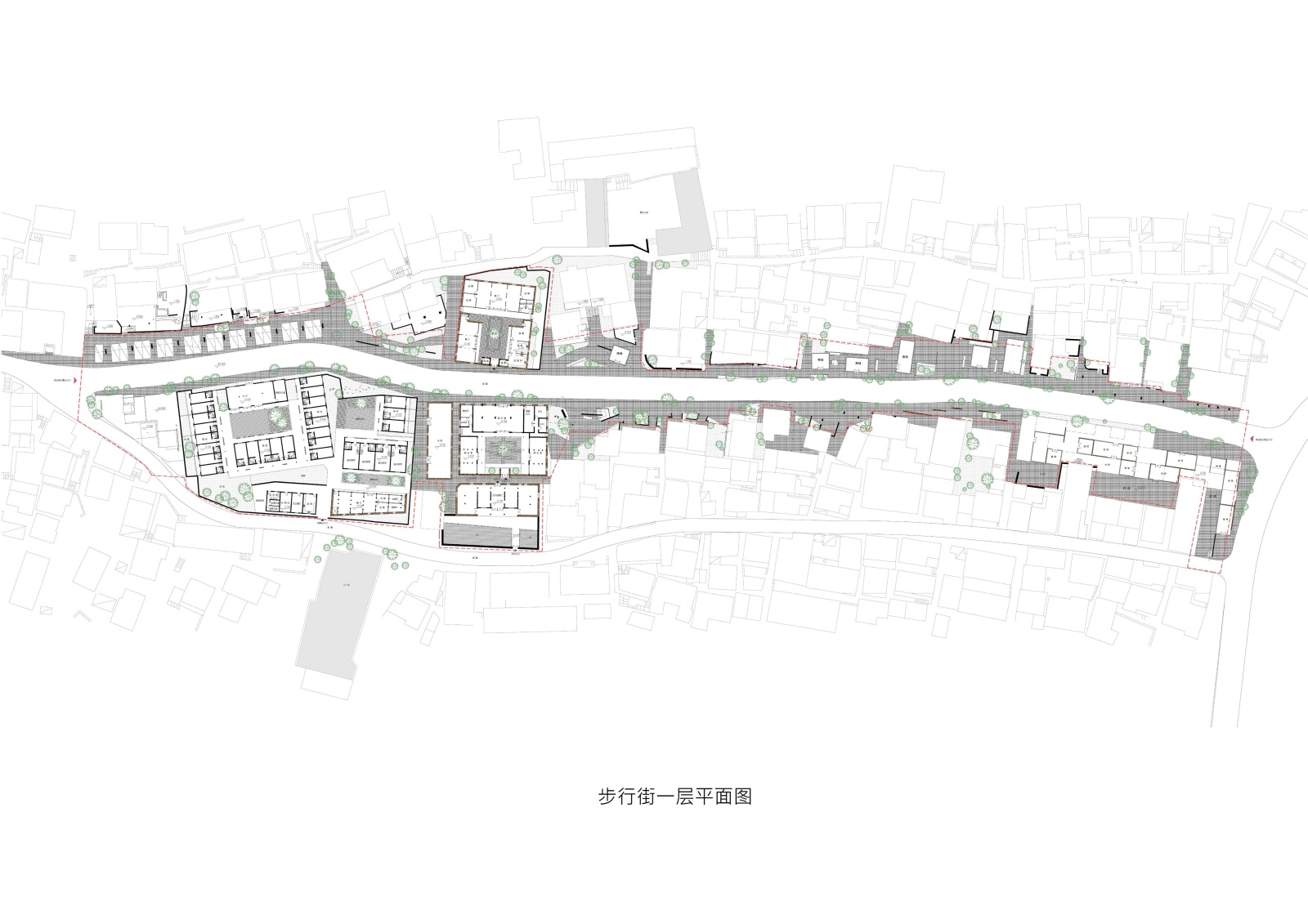 清沙木步行街改造建筑设计方案文本cad施工图下载【ID:160579168】