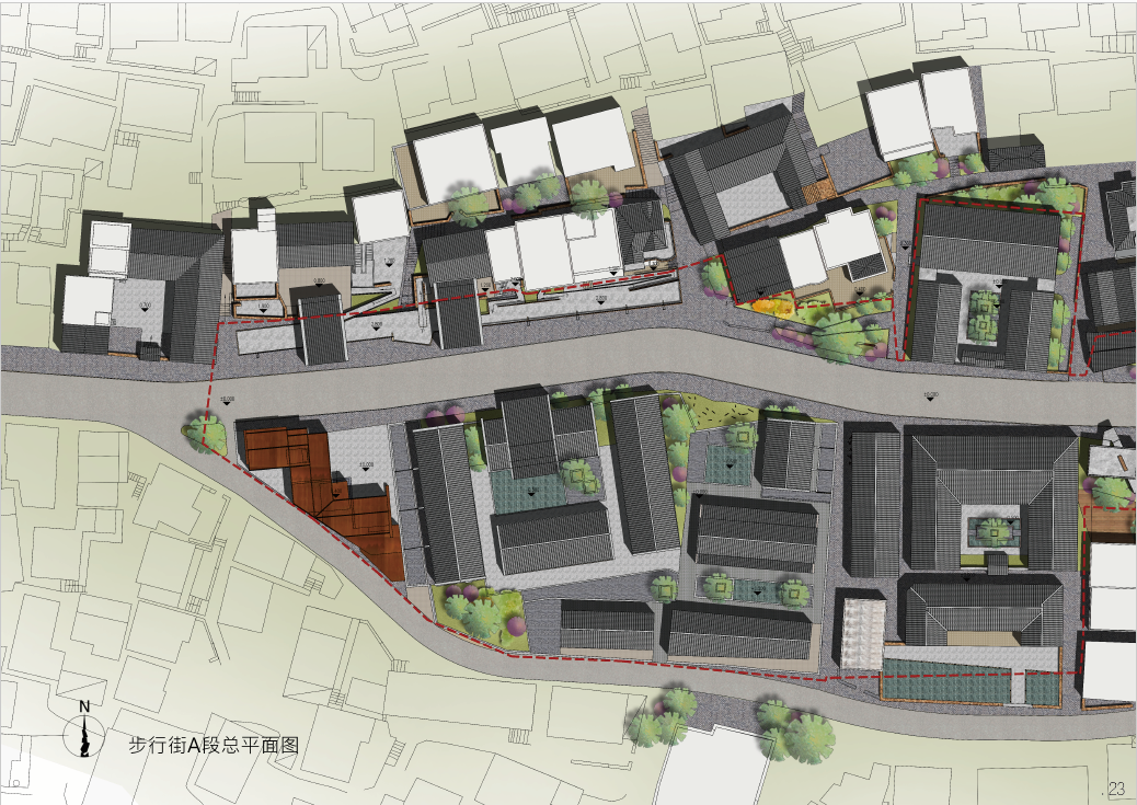 清沙木步行街改造建筑设计方案文本cad施工图下载【ID:160579168】