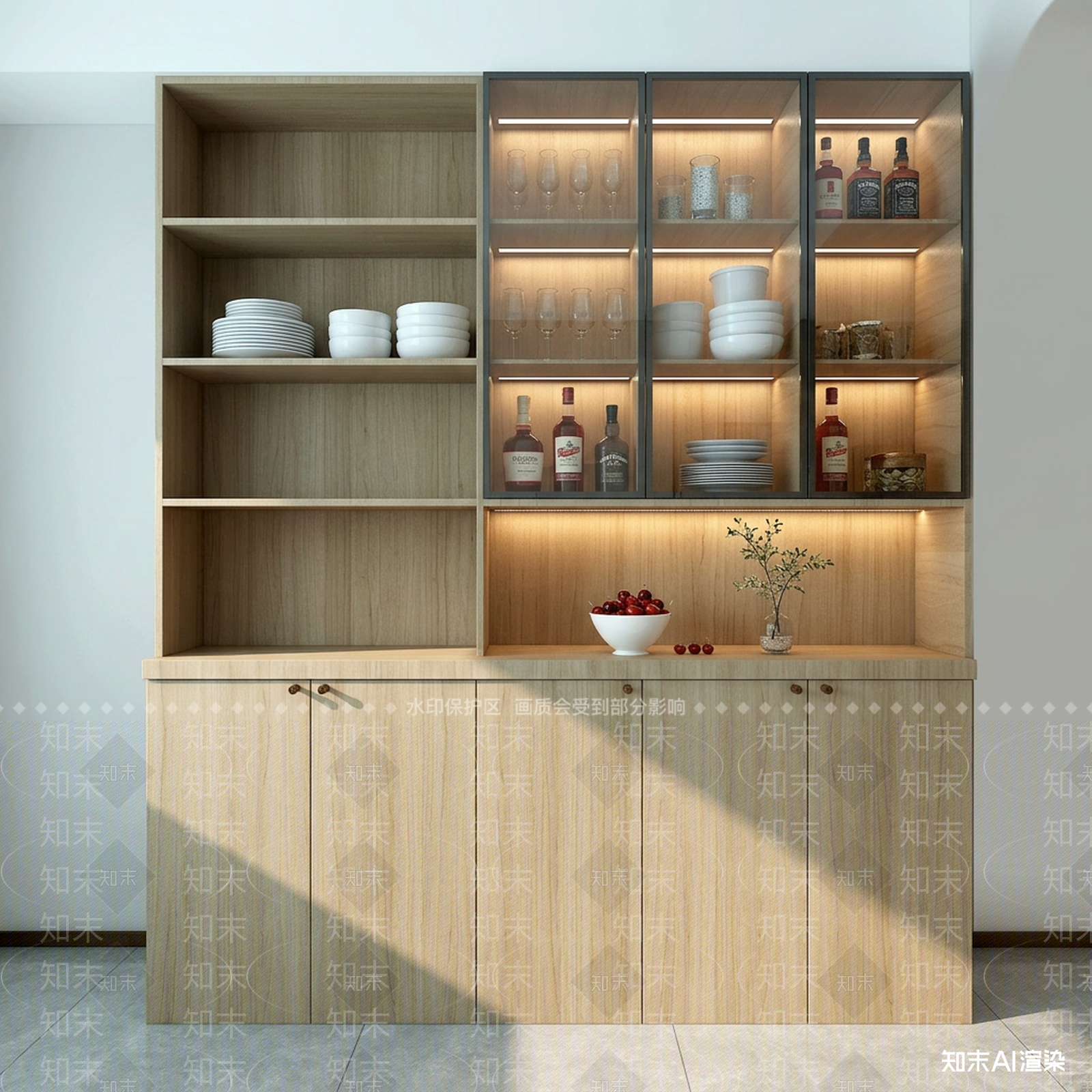 浅木色餐边柜餐边柜3D模型下载【ID:1227421834】