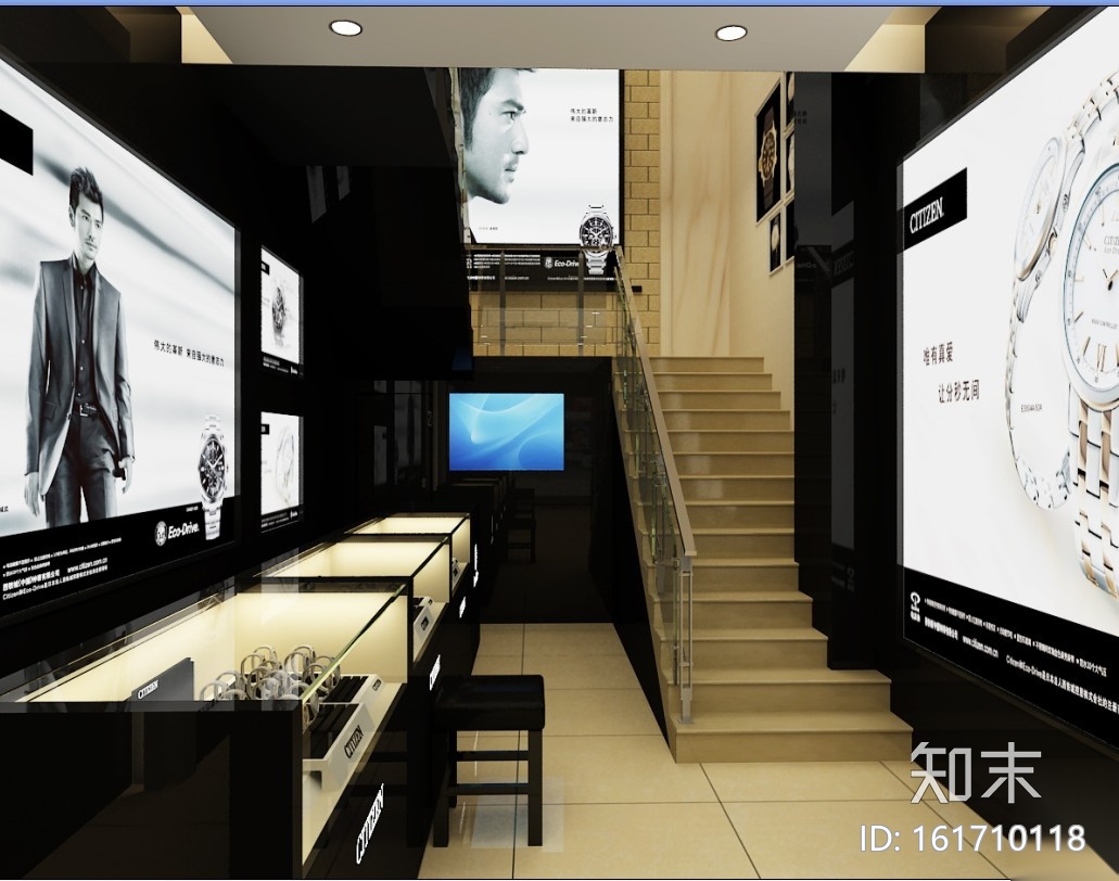 广州市北京路西铁城旗舰店装修施工图（附效果图15张）cad施工图下载【ID:161710118】