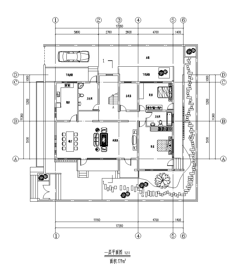 中式别墅CAD施工图（含景观庭院，室内布局，别墅立面...cad施工图下载【ID:160687162】