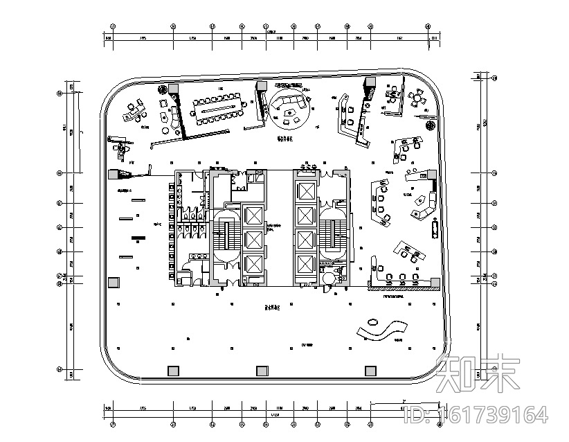 LA公园一号广场办公空间设计施工图（附效果图+材料清单...cad施工图下载【ID:161739164】