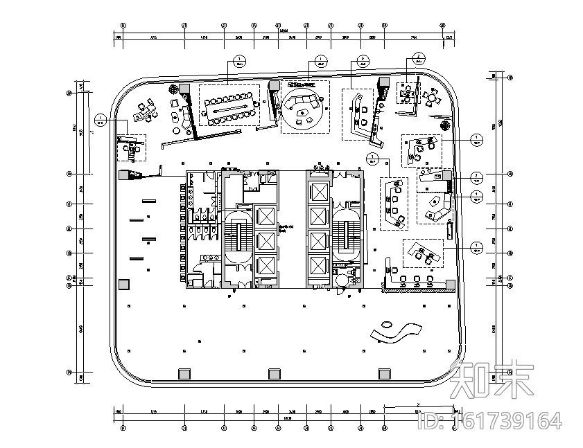 LA公园一号广场办公空间设计施工图（附效果图+材料清单...cad施工图下载【ID:161739164】