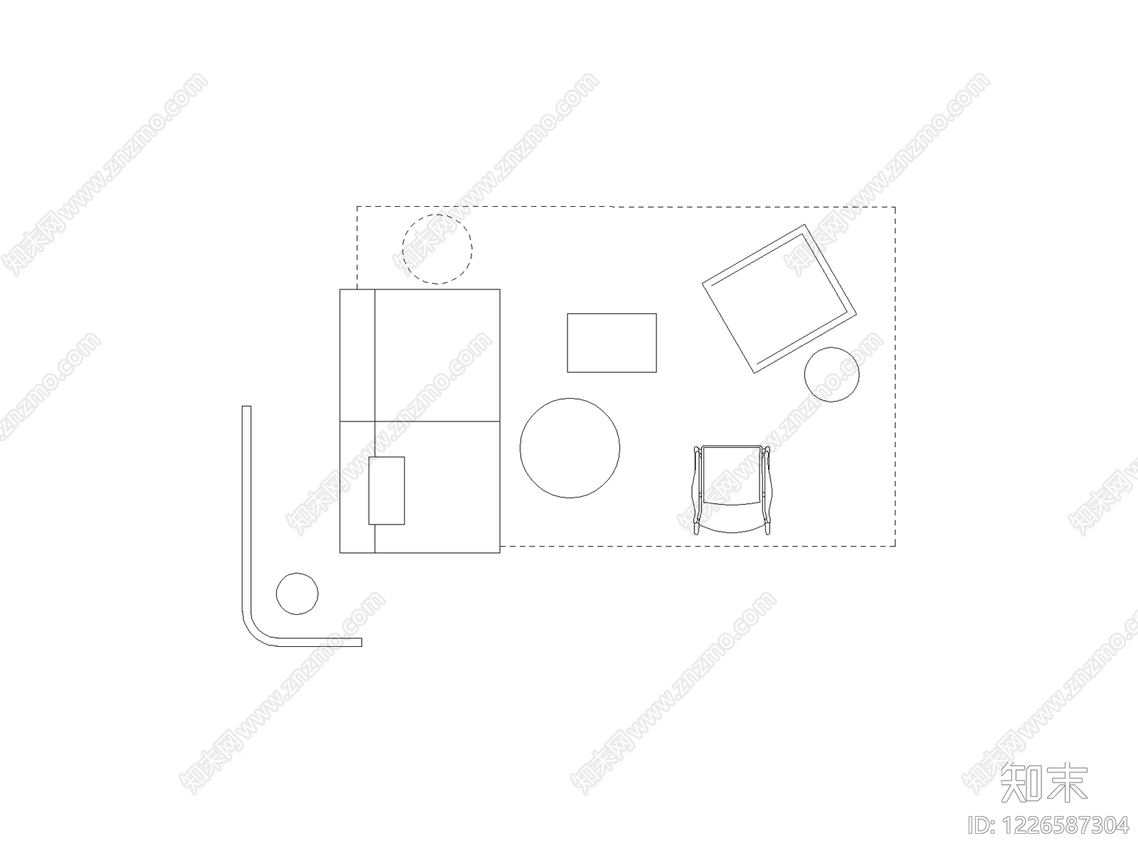 沙发cad施工图下载【ID:1226587304】
