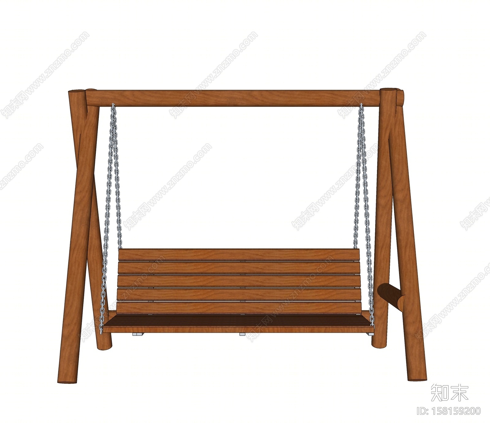 中式实木秋千吊椅吊椅SU模型下载【ID:158159200】